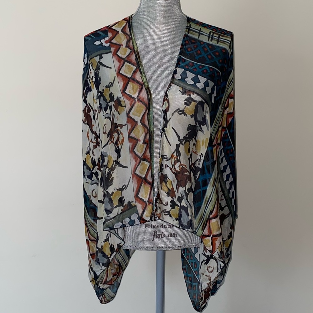 Artistic Flowy Sofia Dolman Sleeve Cover Up Top OS